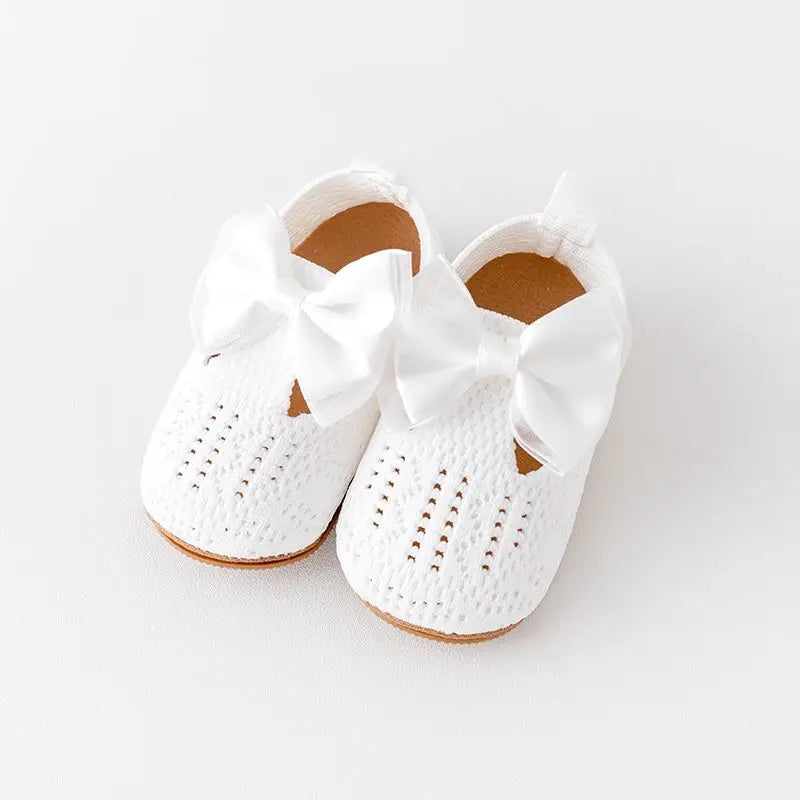 Chaussures bébé fille en tricot Fly avec nœud papillon