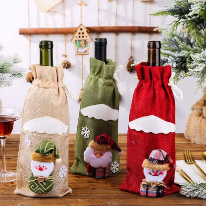 Creative Christmas Wine Bottle Covers Set