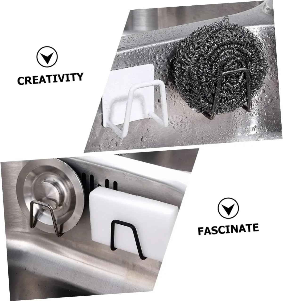Porte-éponges de cuisine auto-adhésif en acier inoxydable