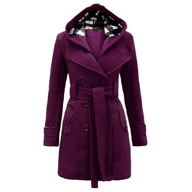 Trendy Chequered Hooded Overcoat for
