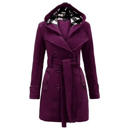 Trendy Chequered Hooded Overcoat for