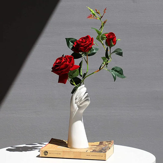 Vase de table de bureau en céramique en forme de main nordique