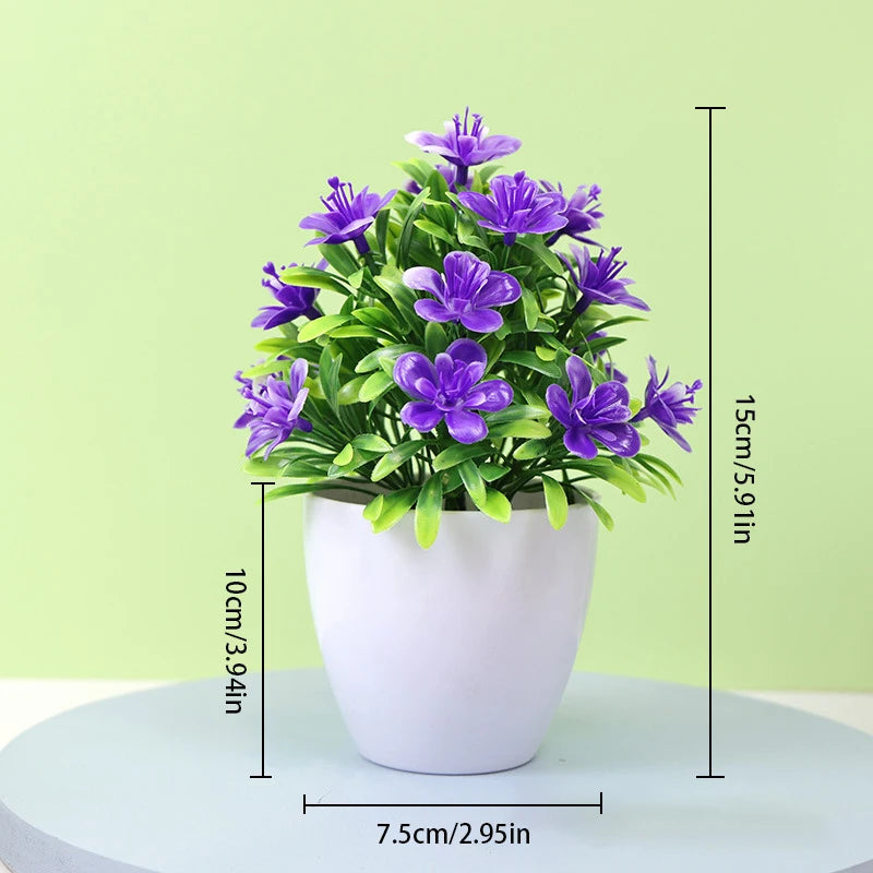 Artificial Five Leaf Plum Potted Plant for Indoor and Outdoor Decor