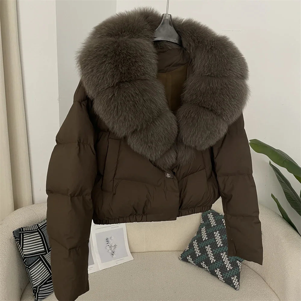 Short Puffer Jacket – Real Fox Fur & Down Coat