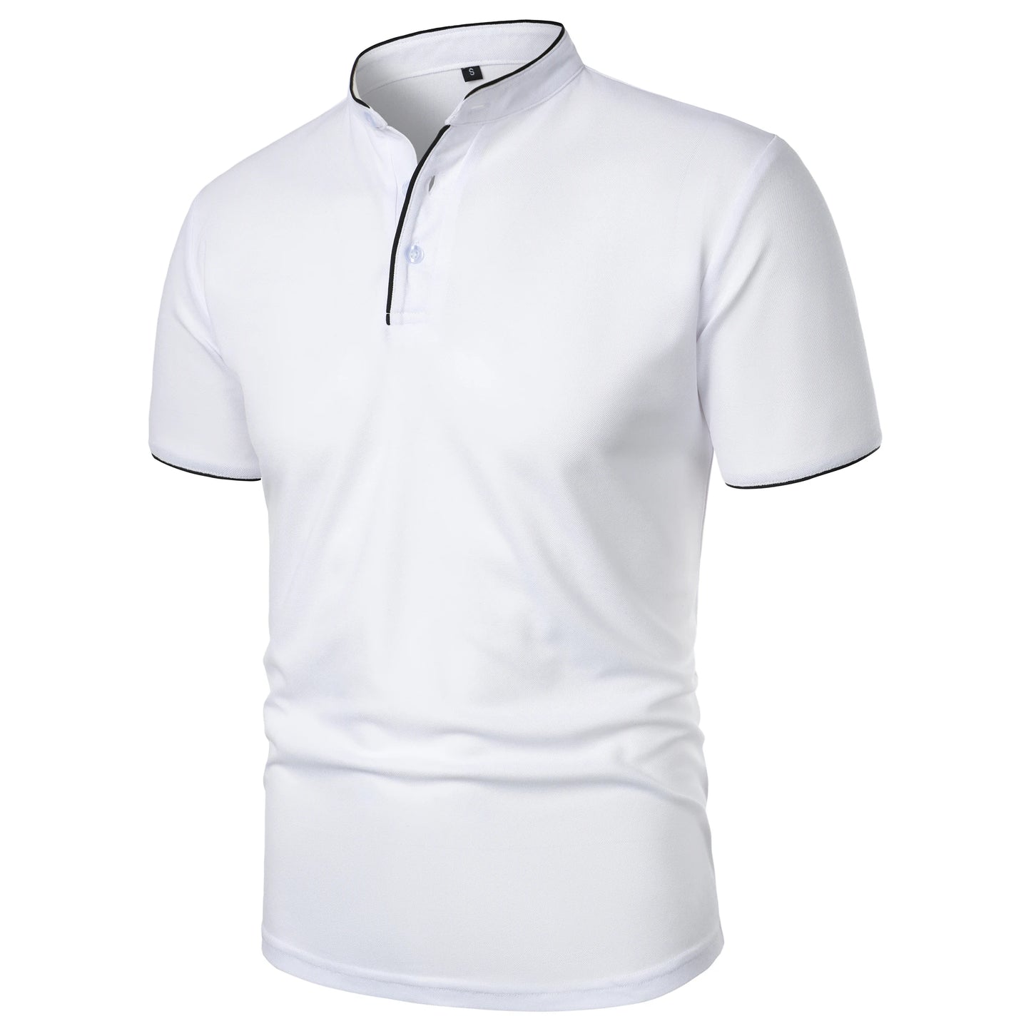 Men's solid color short-sleeved stand Neck T-shirt