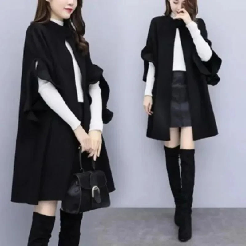 Medium-Length A-Line Woolen Jacket