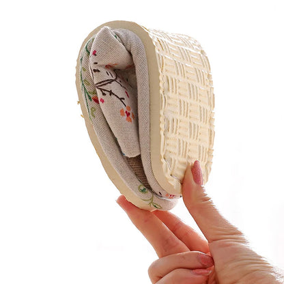 Pantoufles polyvalentes en lin avec fond en mousse