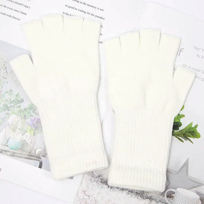 Gants unisexes noirs et blancs à demi-doigts