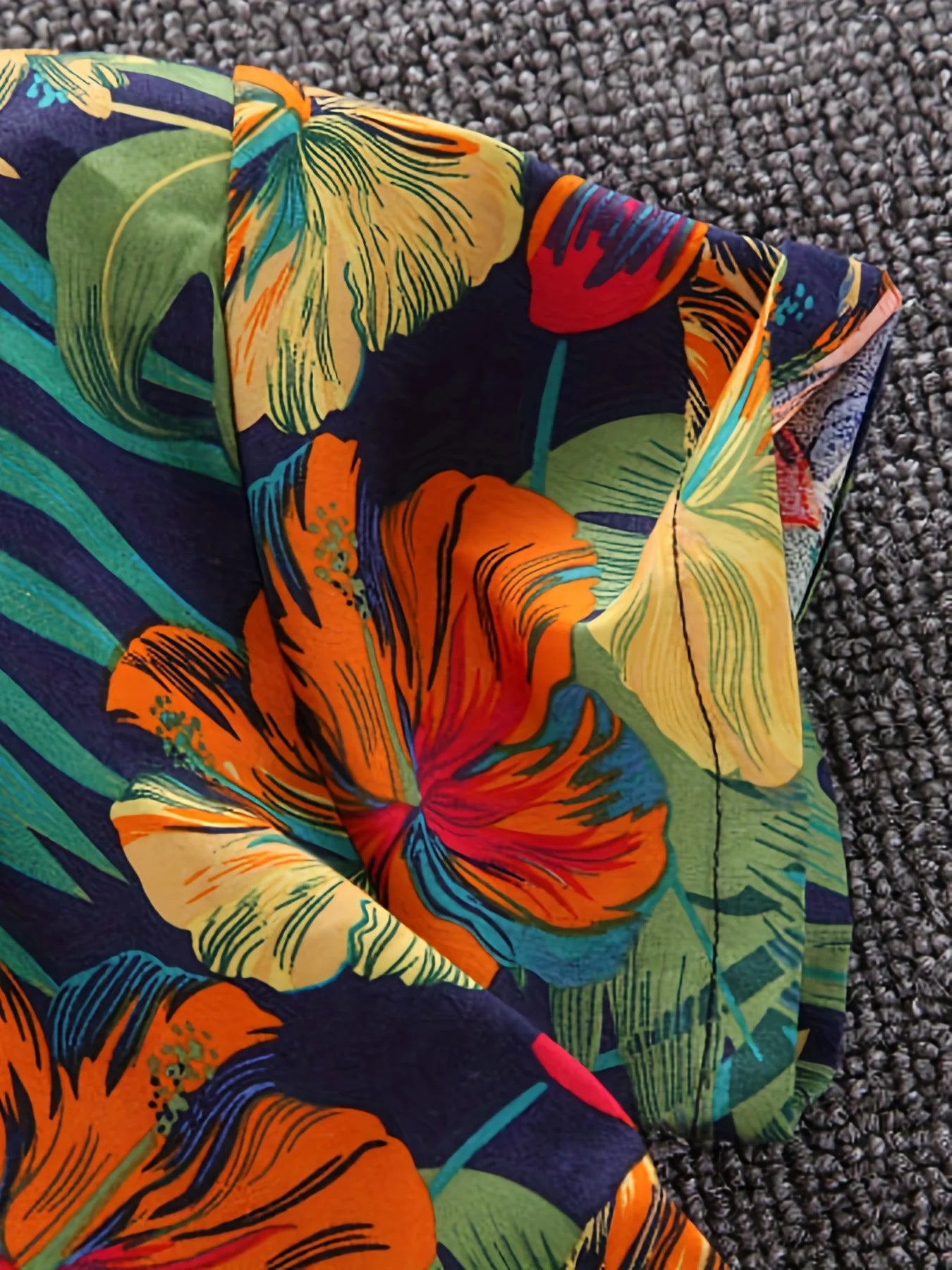Colorful Leaf and Flower Print Kids' Summer Shirt Set