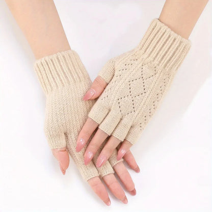 Gants d'hiver doux à demi-doigts en polaire de vison