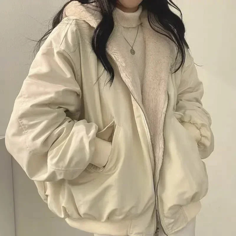 New Women’s Oversized Hooded Zip Up Jacket