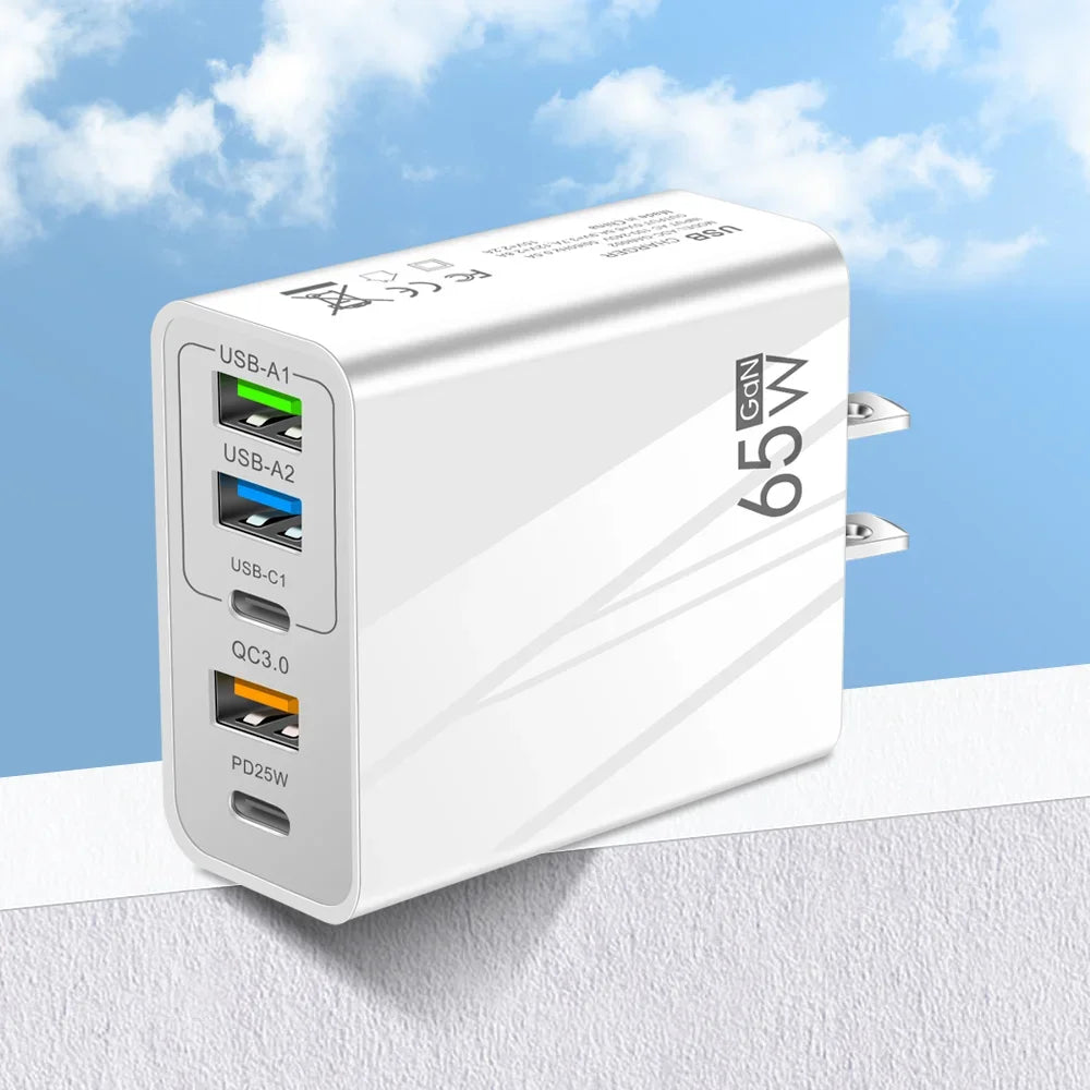 65w Fast Charger Mobile Charging Head Pd Plus 3usb Travel Multi Interface Charger Adapter