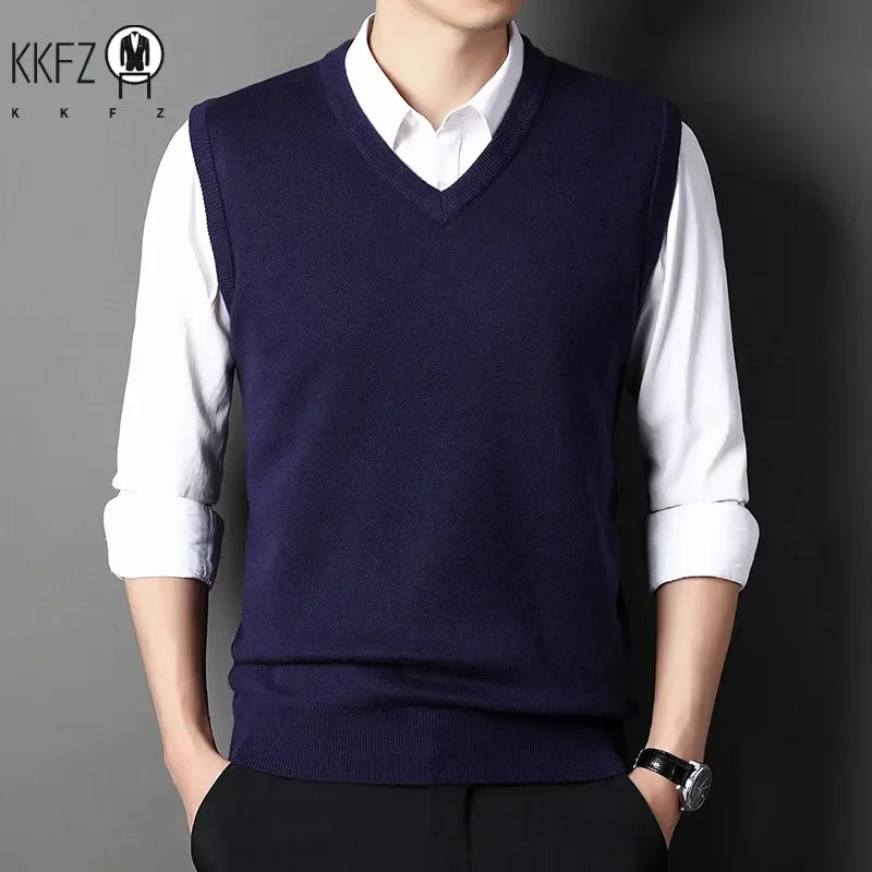 Men's V-neck Knitted Sleeveless Sweaters