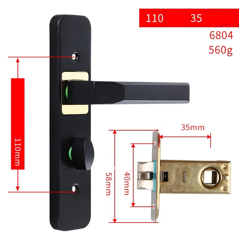 Schlüsselloses schwarzes Badezimmerschloss mit Zungengriff