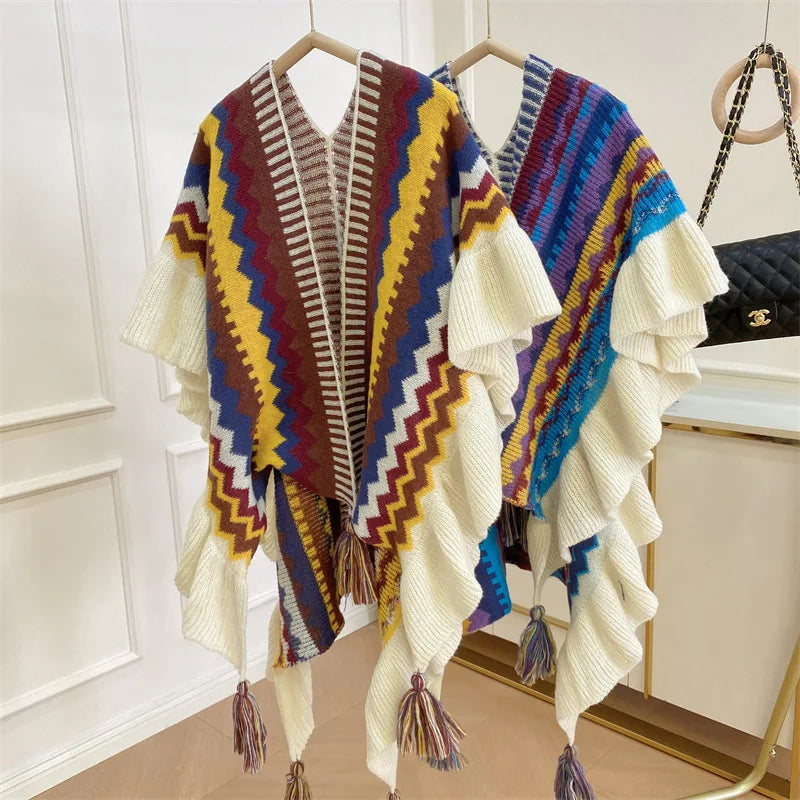 Bohemian Ethnic Style Oversized Poncho for Women