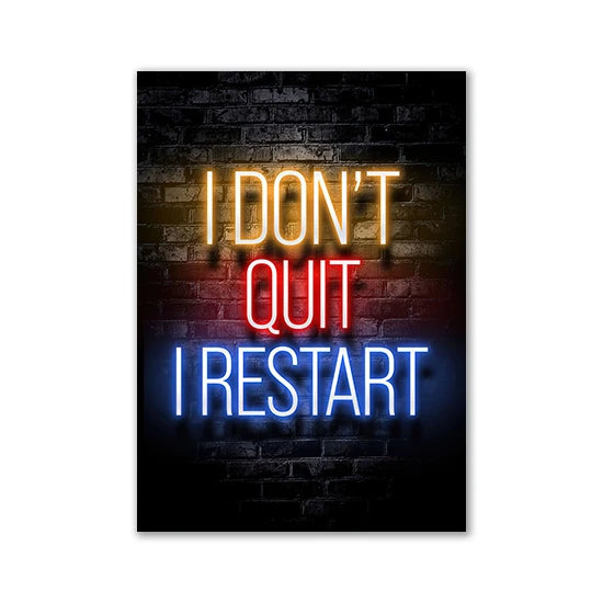 Motivational Neon Effect Canvas Wall Posters