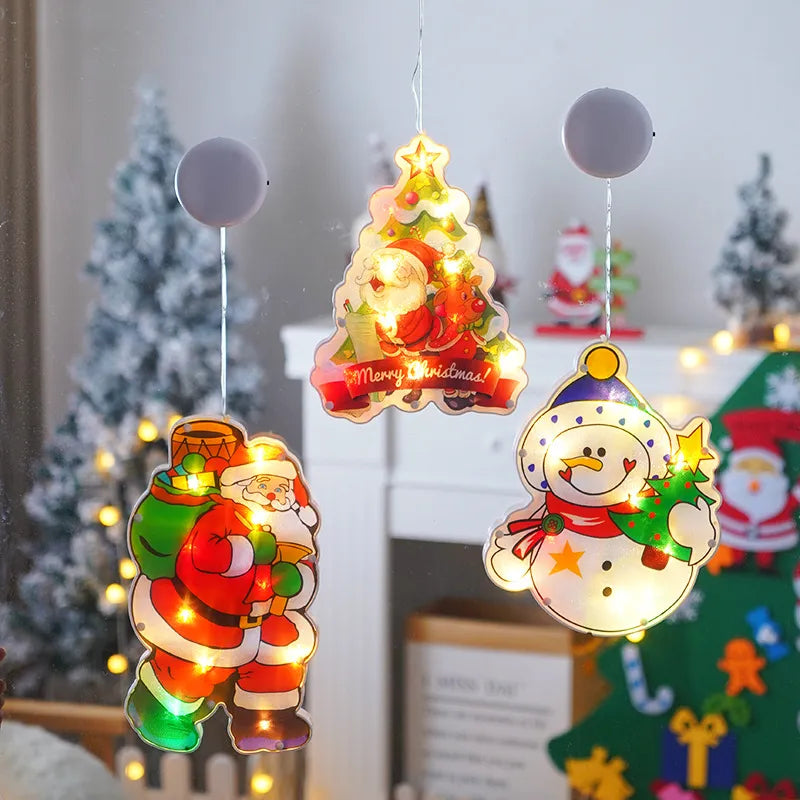 Lumières de fenêtre de Noël à LED avec ornement d'arbre suspendu