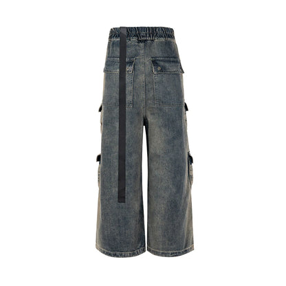 Jean baggy multi-poches pour homme avec rubans dégradés