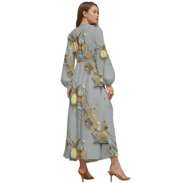 Robe à manches bouffantes longueur cheville, style chic