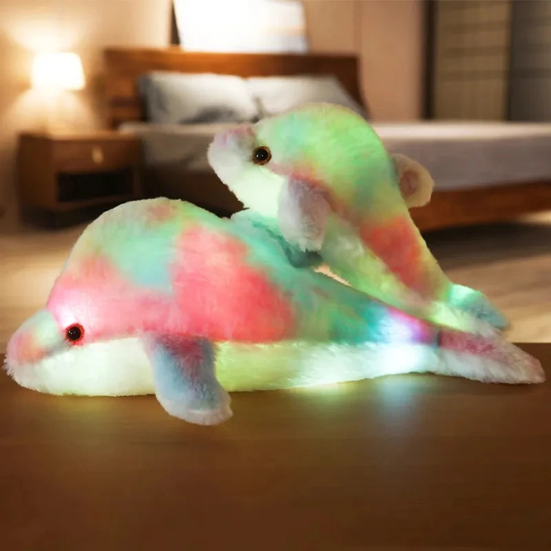 Dauphin lumineux en peluche douce - Jouet lumineux à LED