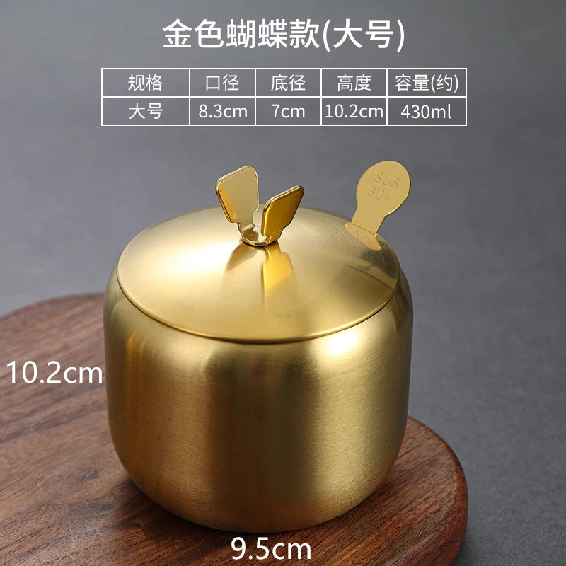 Stainless Steel Seasoning Jar & Lid Spoon