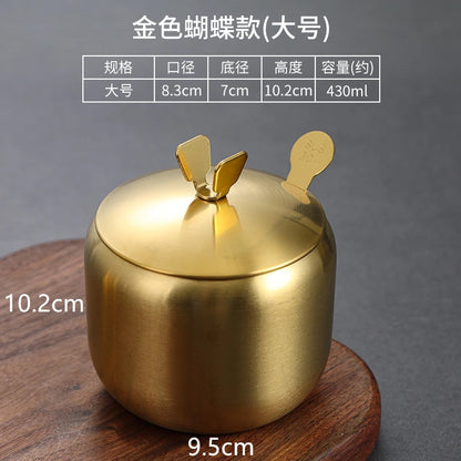 Stainless Steel Seasoning Jar & Lid Spoon