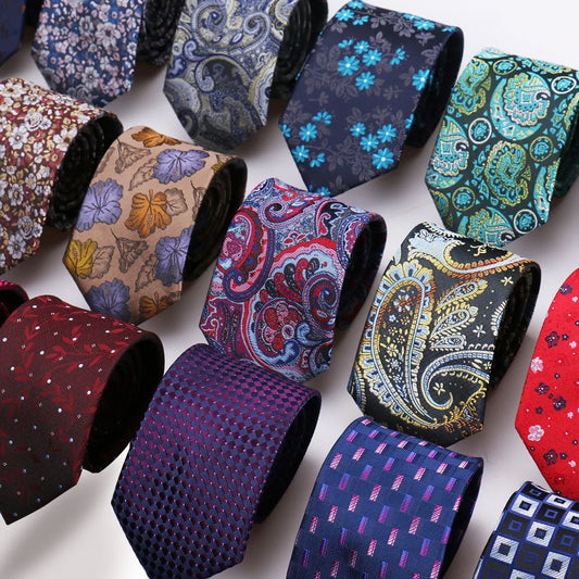 7.5cm Blue Floral Silk Tie for Men's Business Style