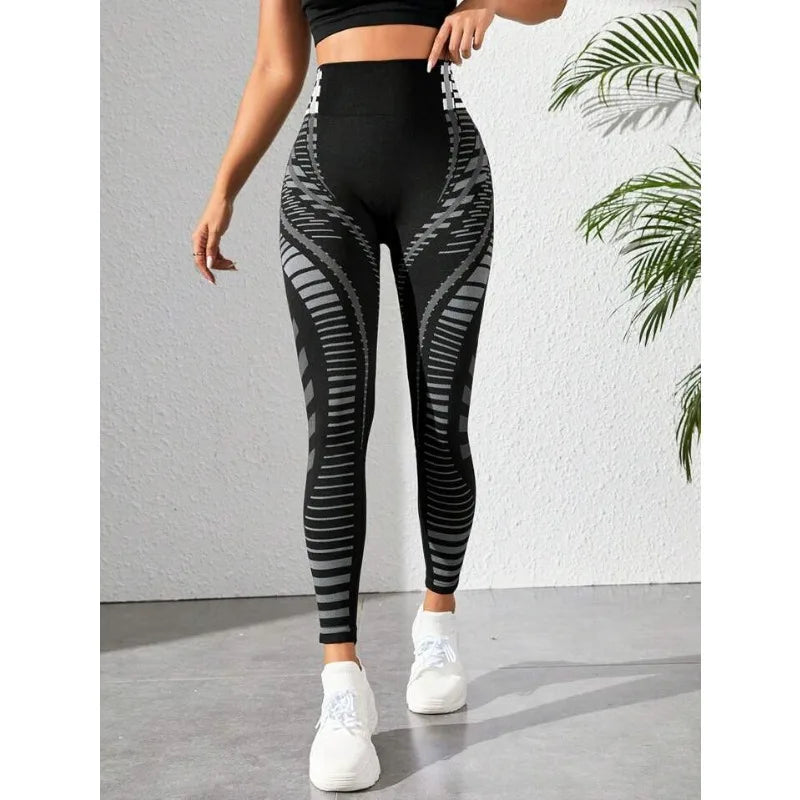 Nahtlose Yoga-Leggings mit hoher Taille und Print