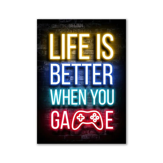 Motivational Neon Effect Canvas Wall Posters