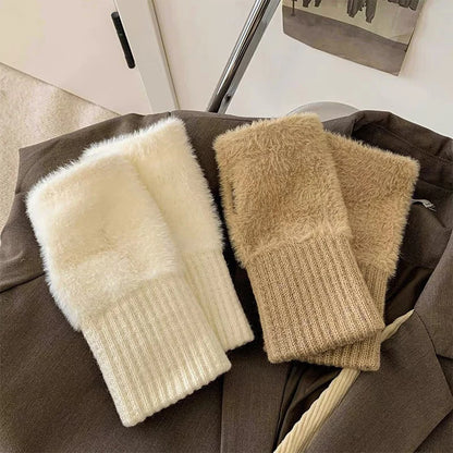 Gants sans doigts en polaire de vison doux