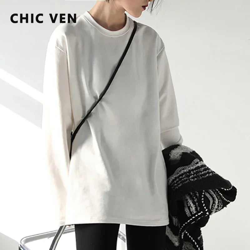 Women Casual O-neck Loose Long Sleeve Tee for Spring/Autumn