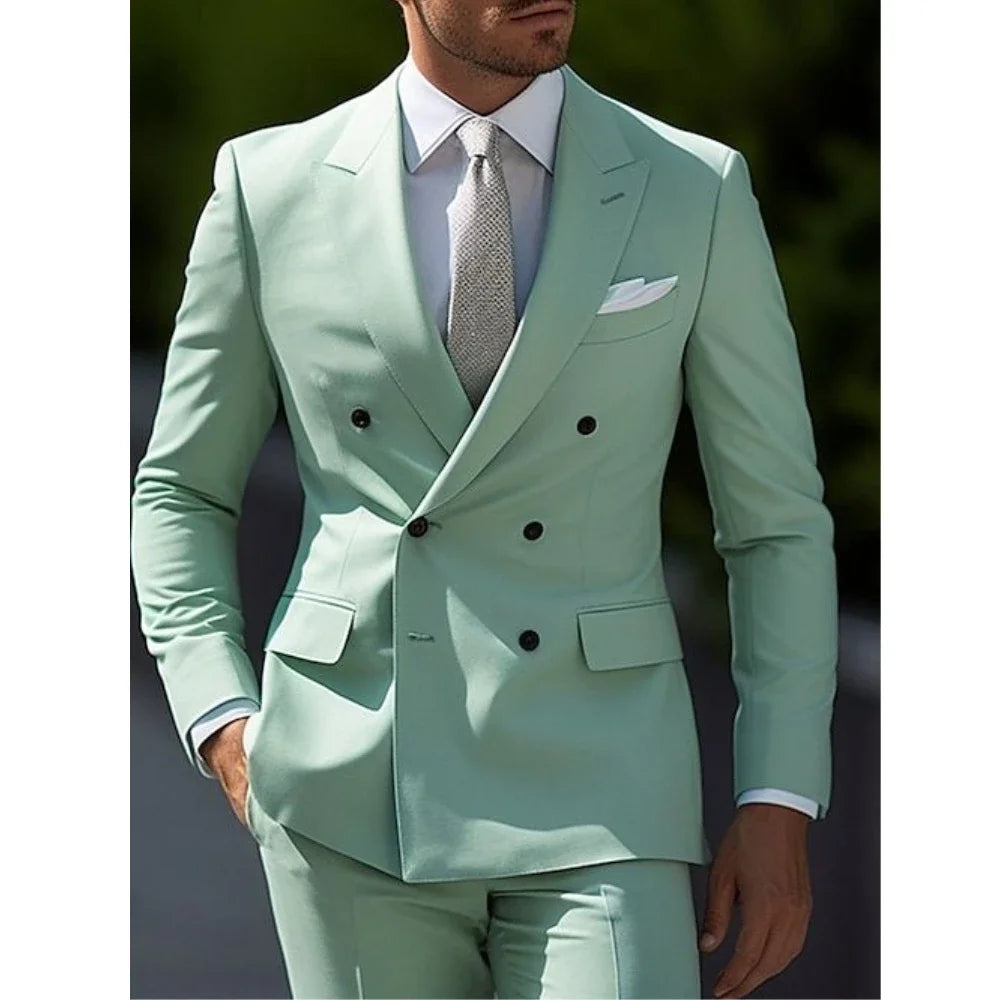 Sage Green Plus Size Men's Wedding Suit