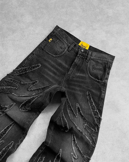 Baggy Jeans for Men Y2k Hip Hop Distressed Retro Black Pants
