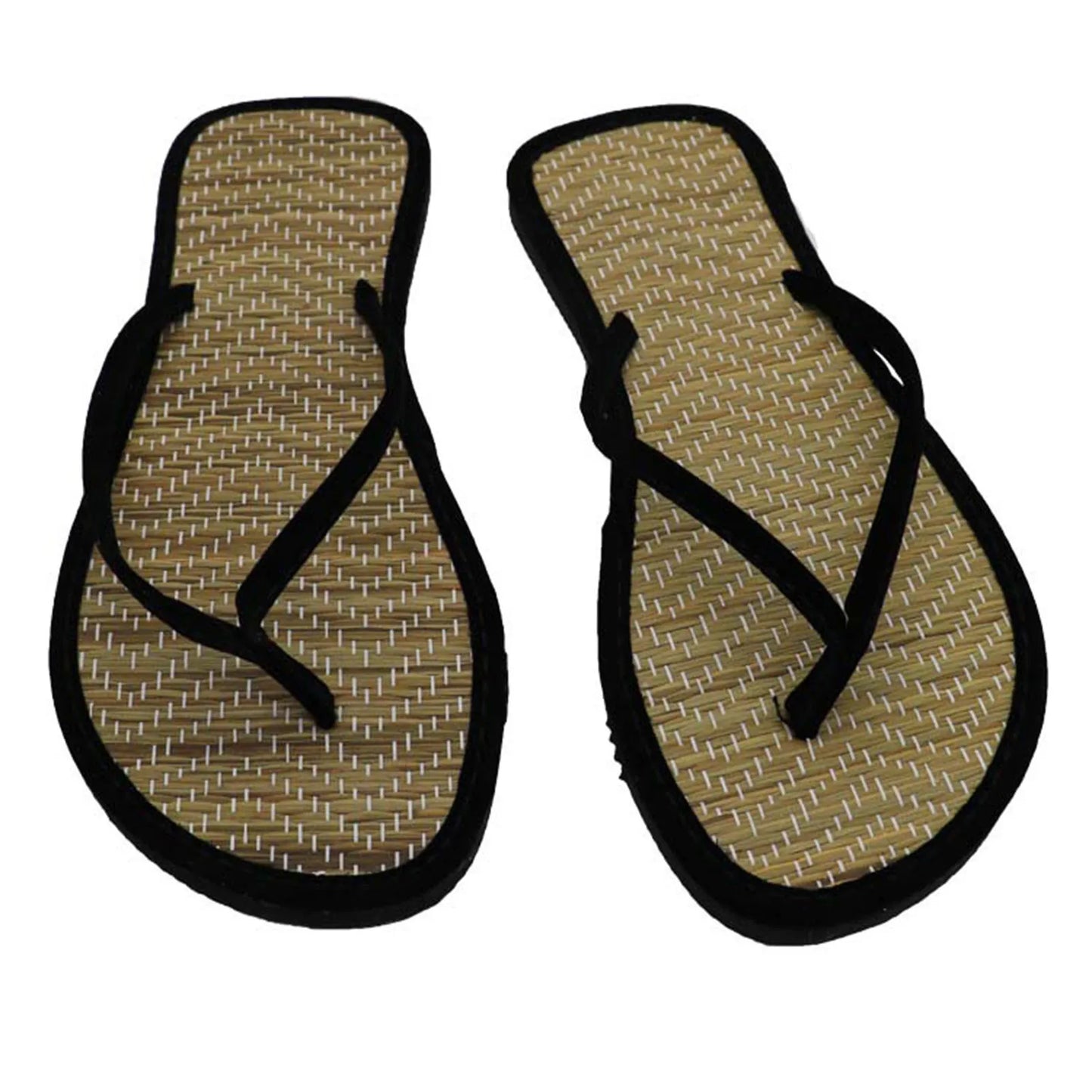 Flache Flip-Flop-Hausschuhe aus leisem Rattan