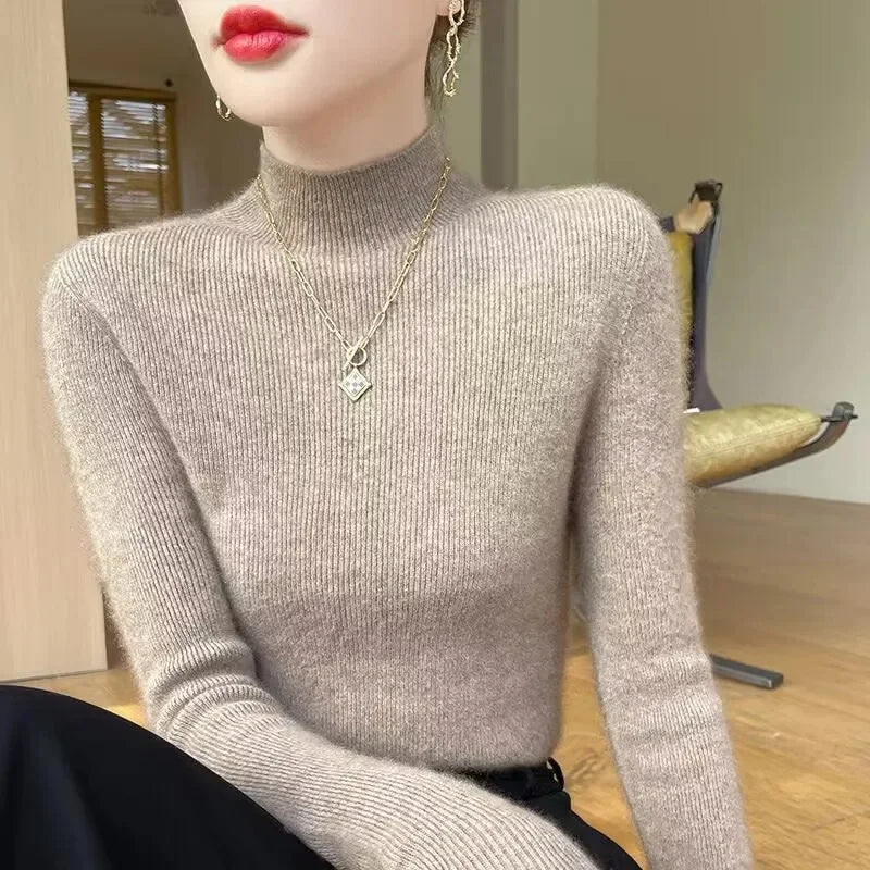 Women's Slim Fit Autumn Winter High Collar Sweater