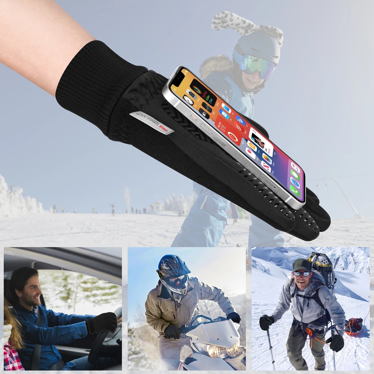 Winter Cycling Gloves Windproof Thinsulate Touchscreen