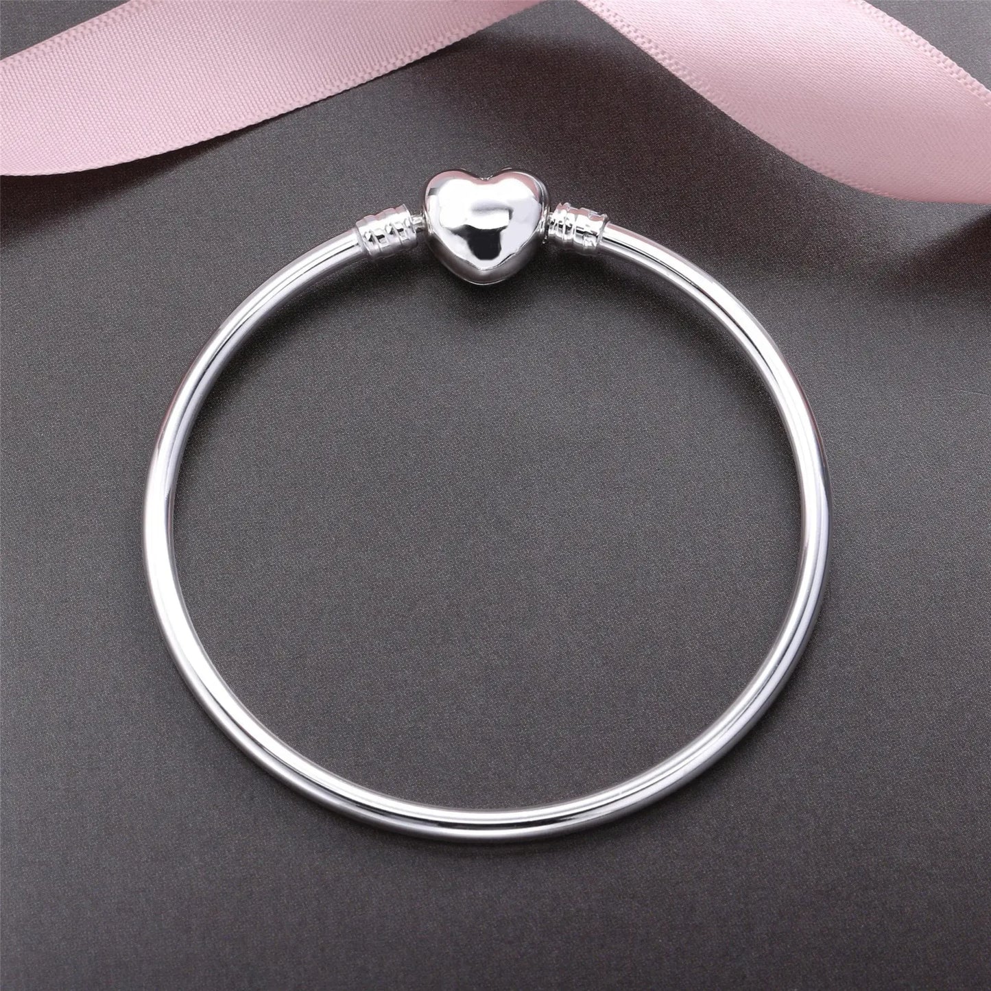 Heart-Shaped Zircon Stainless Steel Bracelet for Women