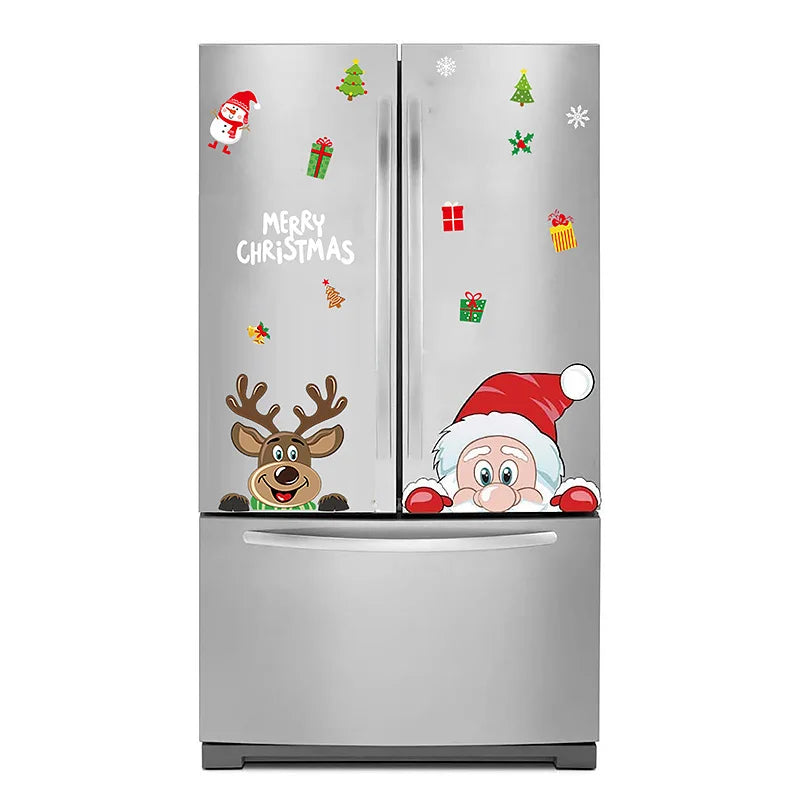 Removable Santa Elk Window Stickers for Festive Decor