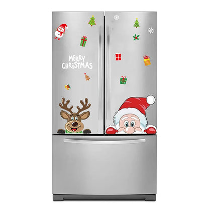 Removable Santa Elk Window Stickers for Festive Decor