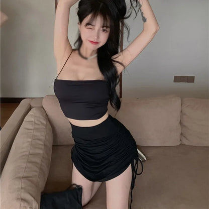 Jupe slim taille haute avec cordon de serrage