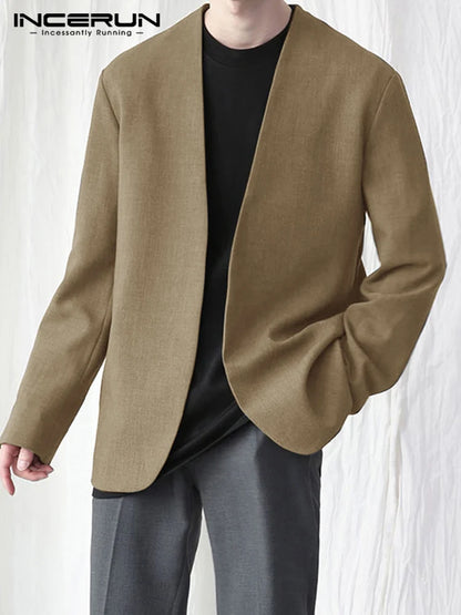 Stylish Collarless Blazer- Loose Fit for