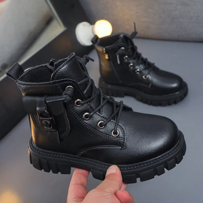 Children PU Leather Ankle Non-slip Autumn Warm Booties