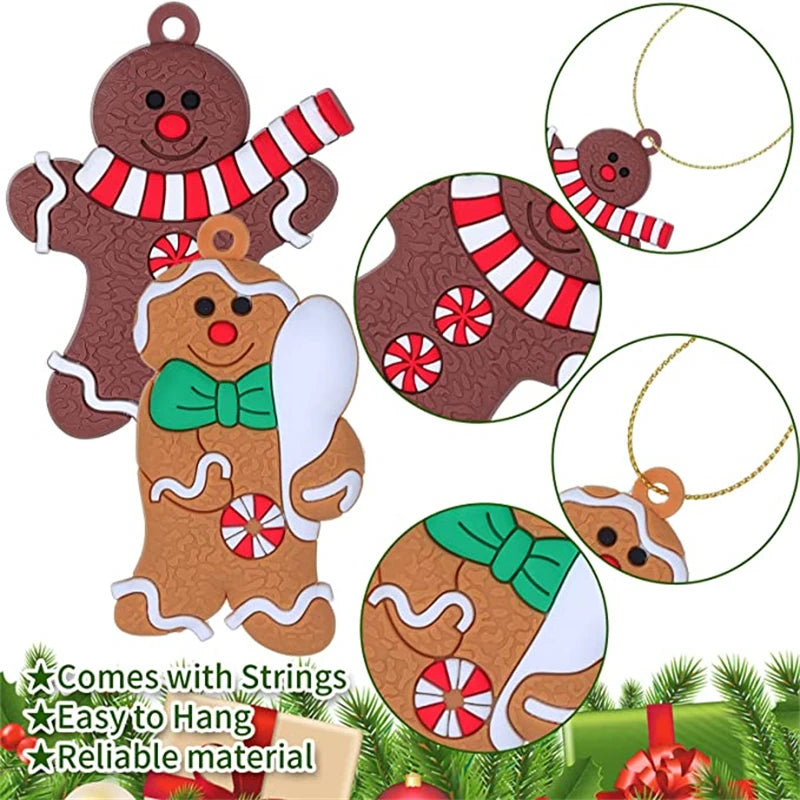 Mini Plastic Gingerbread Man Ornaments for Tree Decorations