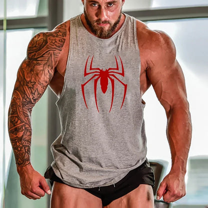 Red Spider Print Breathable Running Tank Top