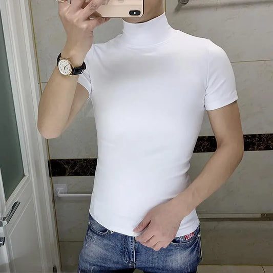 Men's High Neck - Slim Fit Stand Collar T-Shirt