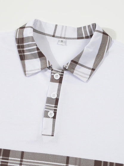 Striped Letter-Print Polo T-Shirt for Men