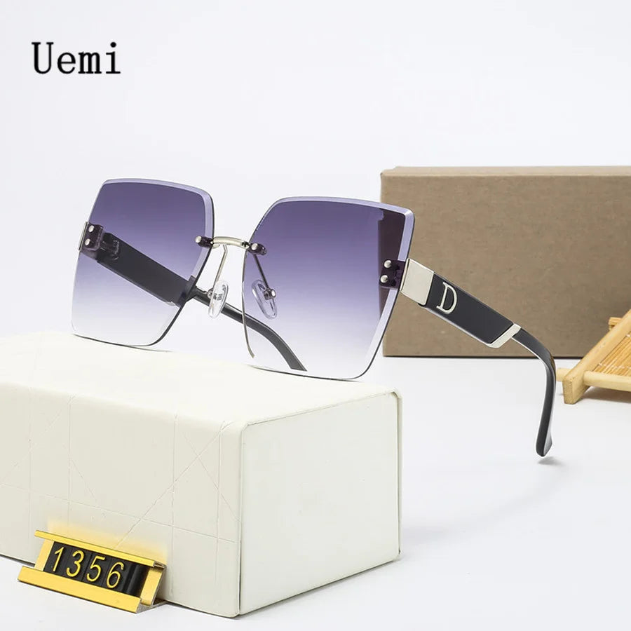 Rimless Square Frame Women Sunglasses