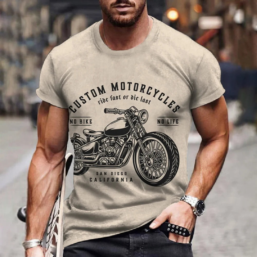 Retro Motorcycle Racing 3D Print Tee
