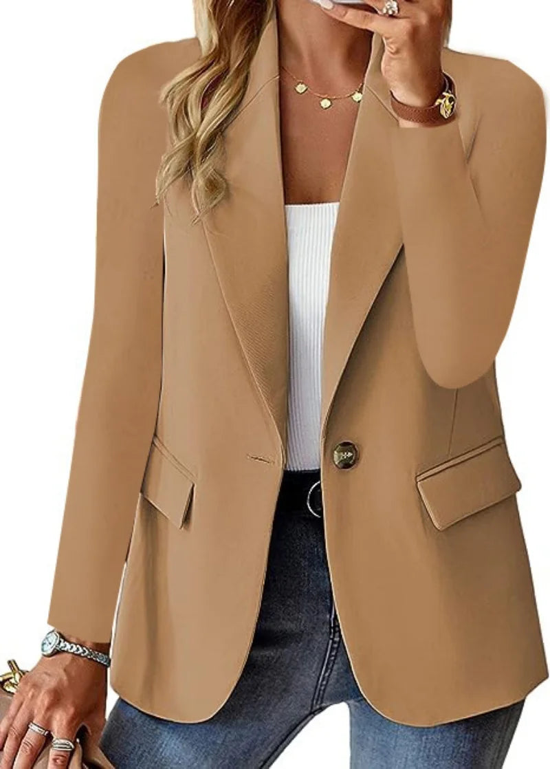 Women's Lapel Long Sleeve Button Suit Coat