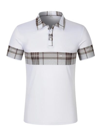 Striped Letter-Print Polo T-Shirt for Men